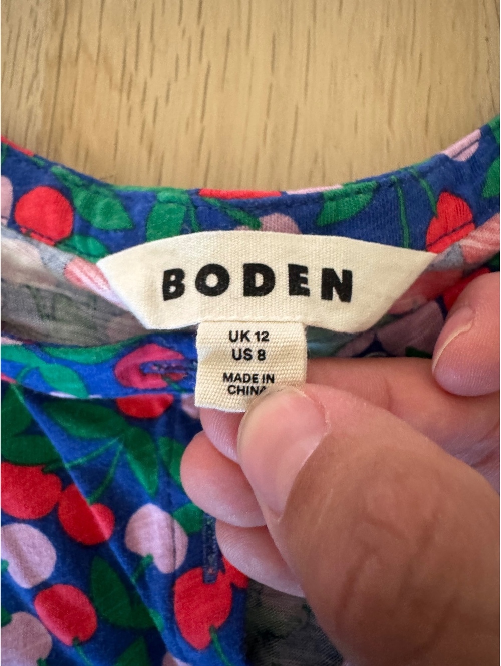 Boden Blue Cherry Print Cotton Button-Front Top - Whimsical Indie Sleaze (US 8) - Picture 3 of 6